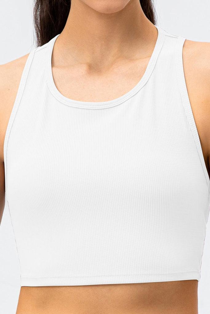 Ribbed Cropped Yoga Racerback Tank Top - Belle Donne Clothing & Accessories