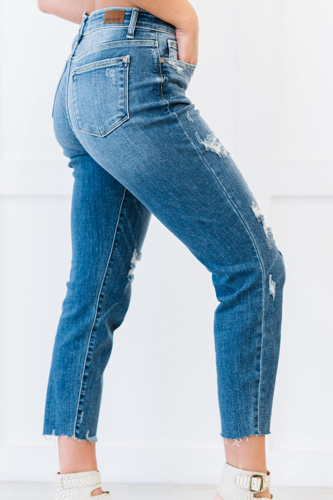 Judy Blue Rachel Full Size Run High Rise Distressed Skinny Jeans - Belle Donne Clothing & Accessories