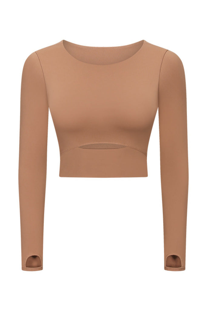 Cut Out Front Crop Yoga Tee - Belle Donne Clothing & Accessories