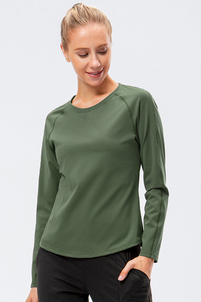 Raglan Sleeve Round Neck Athletic Top - Belle Donne Clothing & Accessories