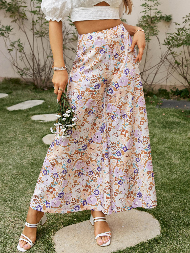 Floral High Waist Culottes - Belle Donne Clothing & Accessories