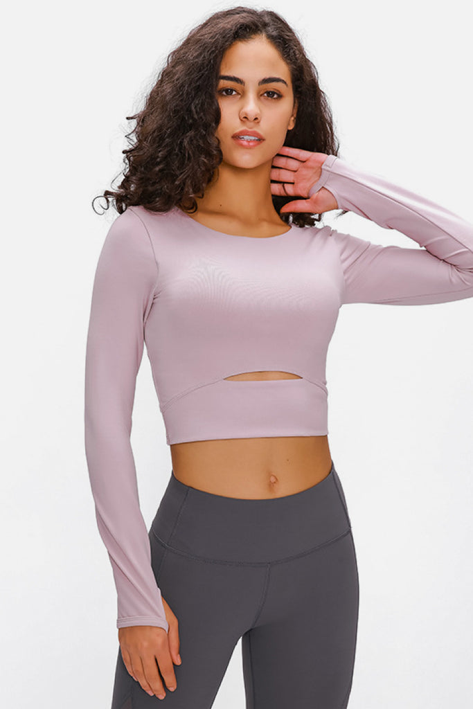 Long Sleeve Cropped Top With Sports Strap - Belle Donne Clothing & Accessories