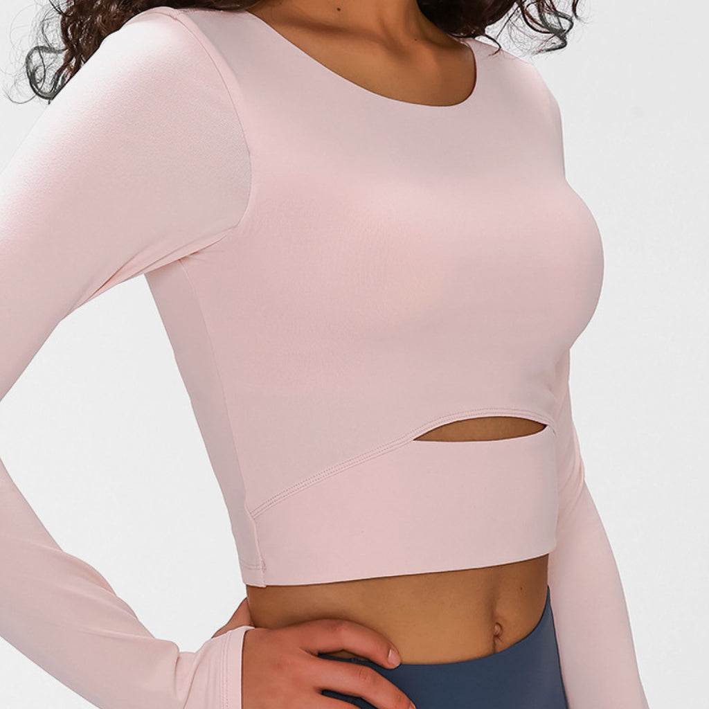 Long Sleeve Cropped Top With Sports Strap - Belle Donne Clothing & Accessories