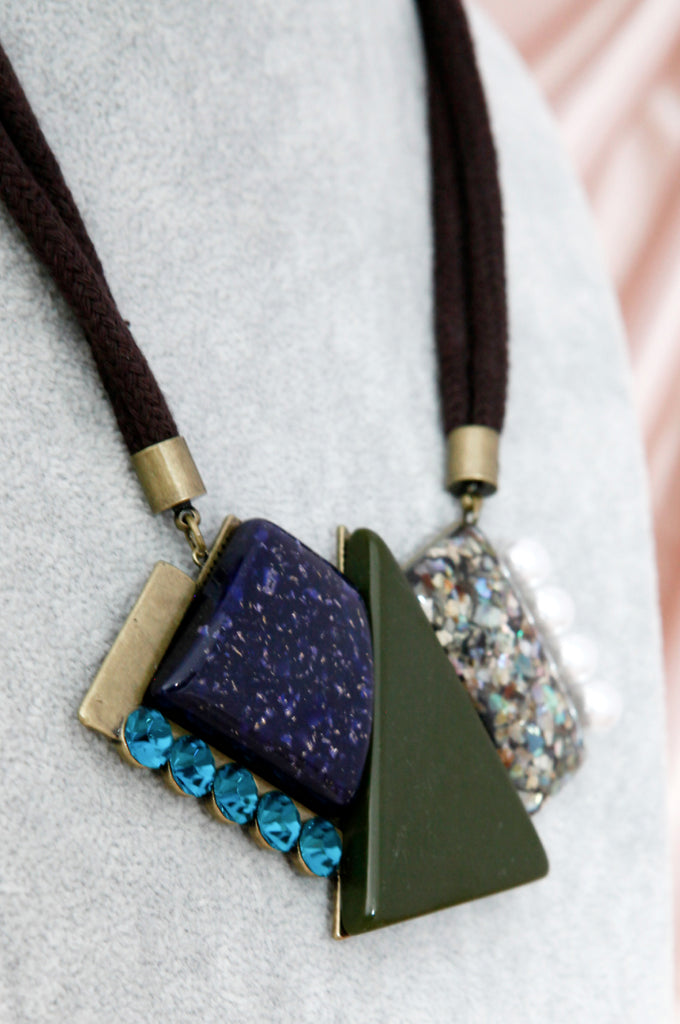 Geometric Stones Necklace - Belle Donne Clothing & Accessories