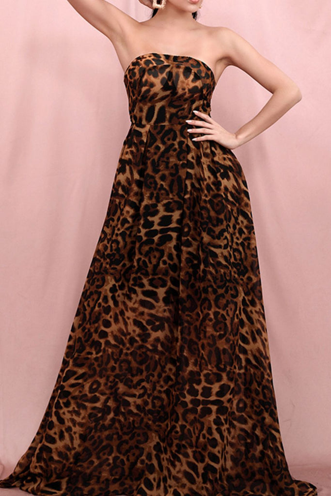 Leopard Print Strapless Dress - Belle Donne Clothing & Accessories