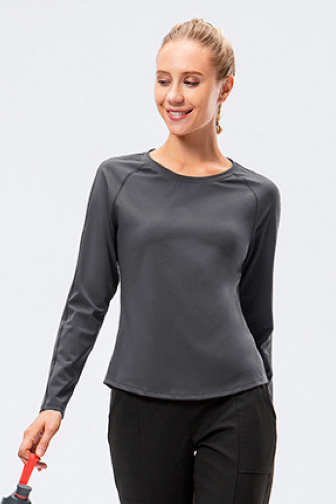 Raglan Sleeve Round Neck Athletic Top - Belle Donne Clothing & Accessories