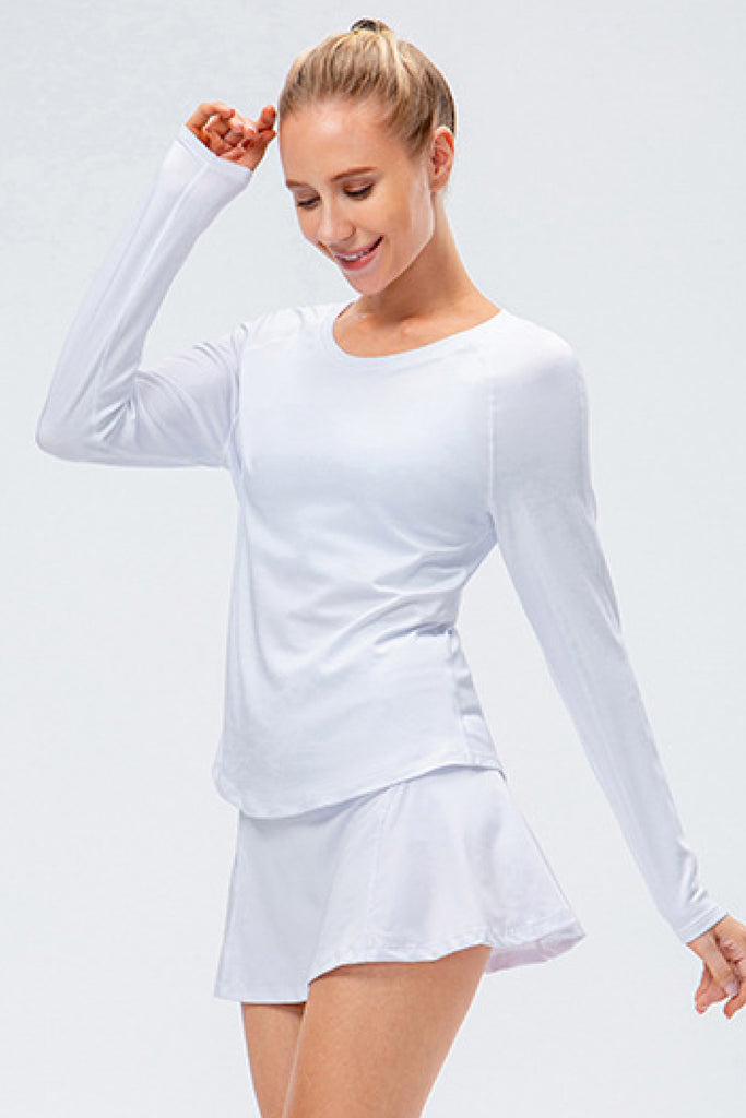 Raglan Sleeve Round Neck Athletic Top - Belle Donne Clothing & Accessories