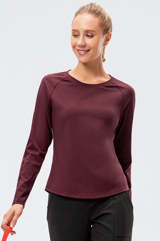 Raglan Sleeve Round Neck Athletic Top - Belle Donne Clothing & Accessories