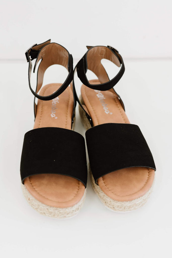 WeeBoo Every Step Espadrille Platform Sandal in Black - Belle Donne Clothing & Accessories