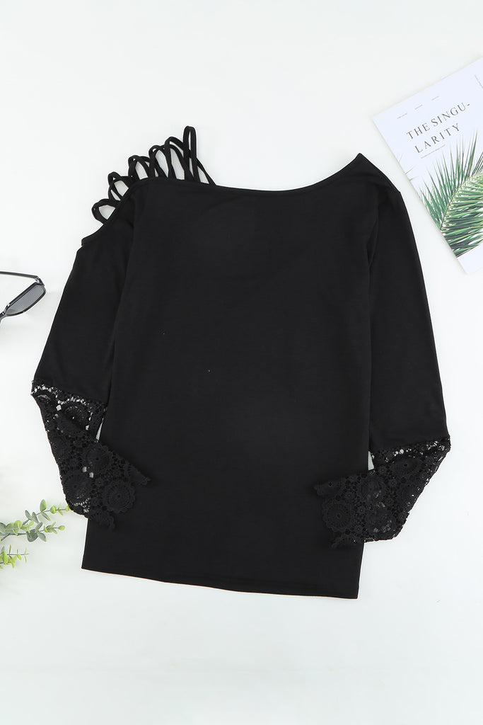 Crisscross Spliced Lace Top - Belle Donne Clothing & Accessories