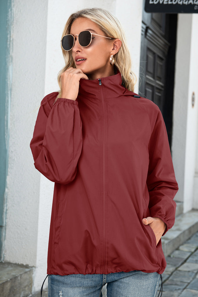 Zip Up Wind Hooded Jacket - Belle Donne Clothing & Accessories