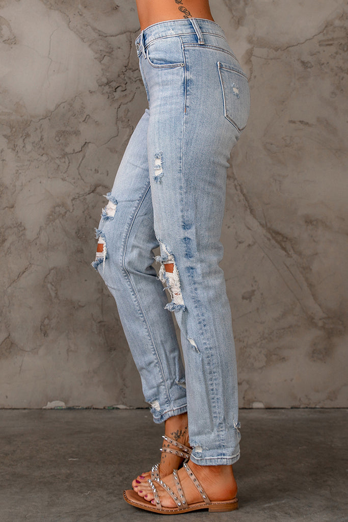 Distressed Straight Legs with Pockets - Belle Donne Clothing & Accessories