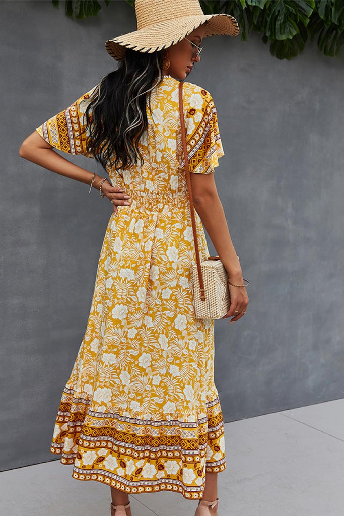 Bohemian Flutter Sleeve Wrap Top Dress - Belle Donne Clothing & Accessories