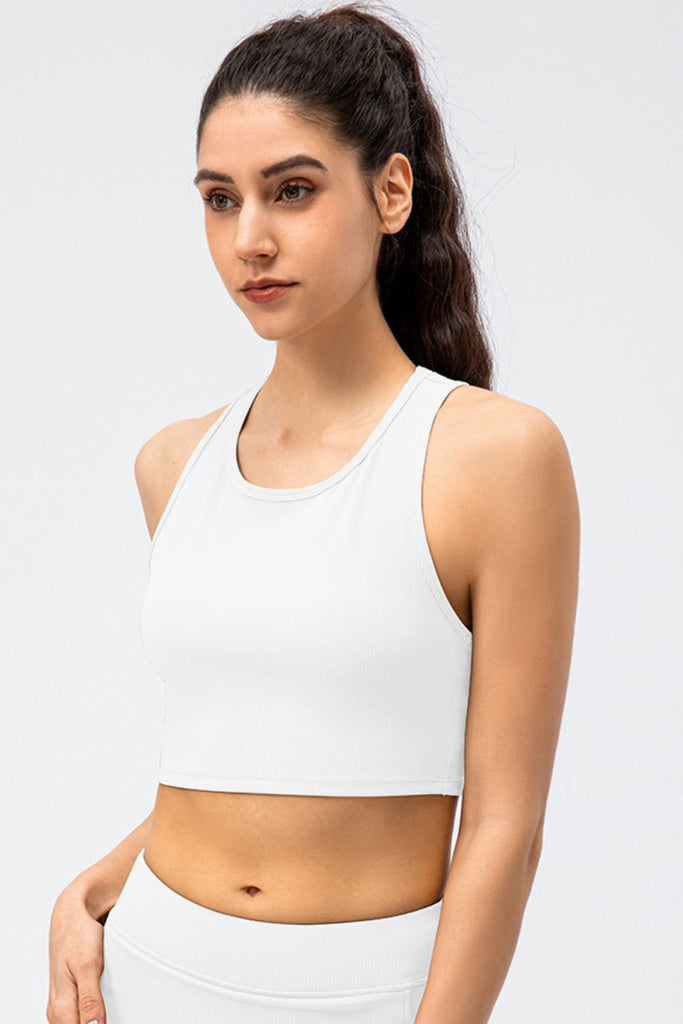 Ribbed Cropped Yoga Racerback Tank Top - Belle Donne Clothing & Accessories