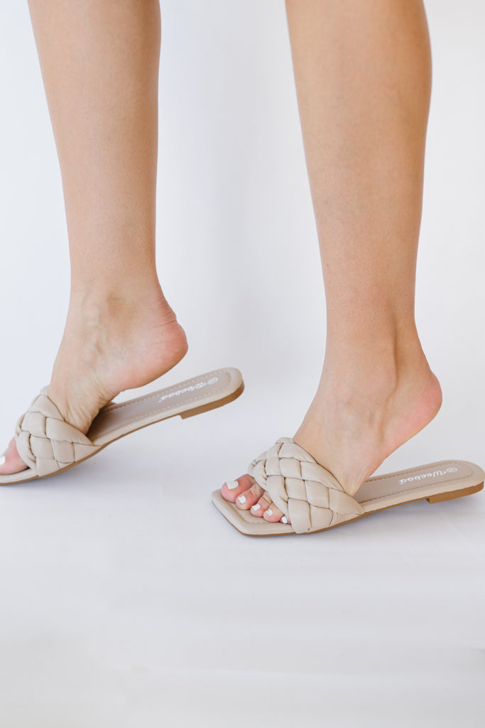 Weeboo Cakewalk Woven Square Toe Slides - Belle Donne Clothing & Accessories