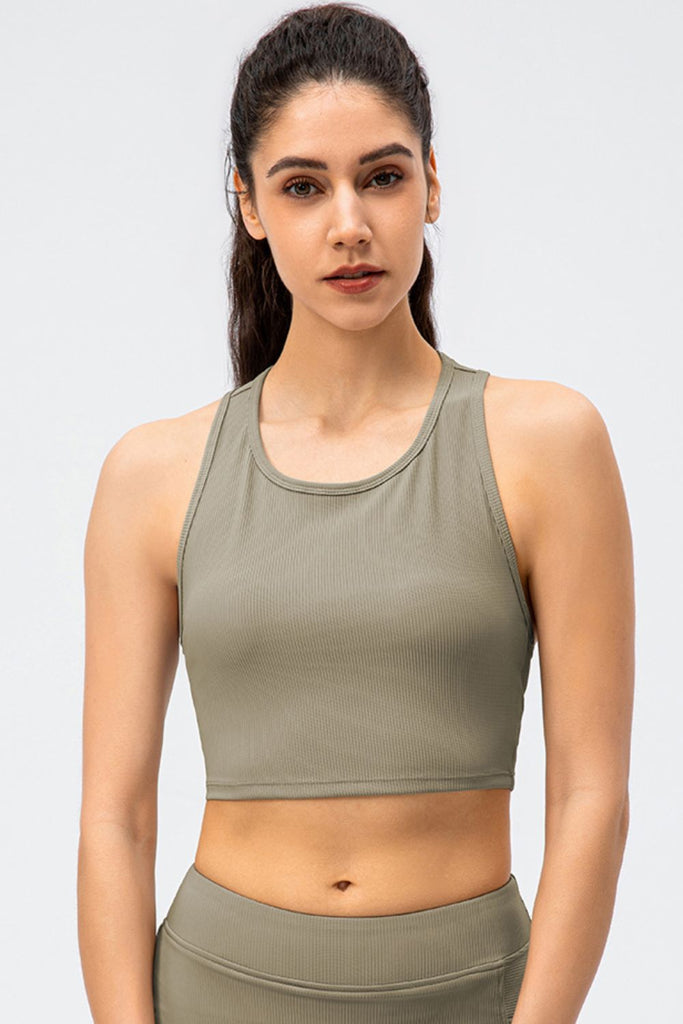 Ribbed Cropped Yoga Racerback Tank Top - Belle Donne Clothing & Accessories