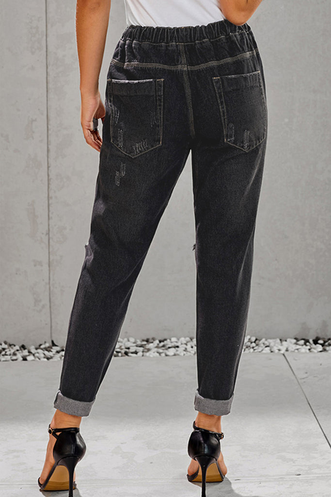 Drawstring Denim Joggers - Belle Donne Clothing & Accessories