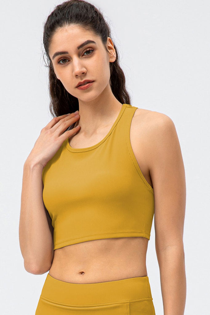 Ribbed Cropped Yoga Racerback Tank Top - Belle Donne Clothing & Accessories