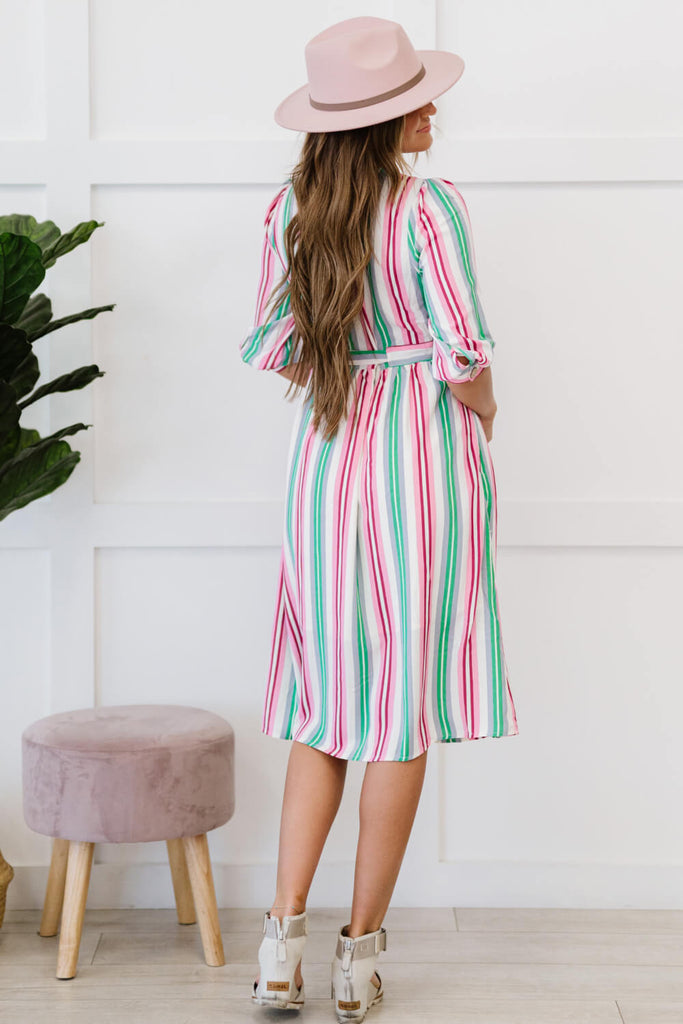 ODDI Sweet Like Candy Full Size Run Striped Dress - Belle Donne Clothing & Accessories