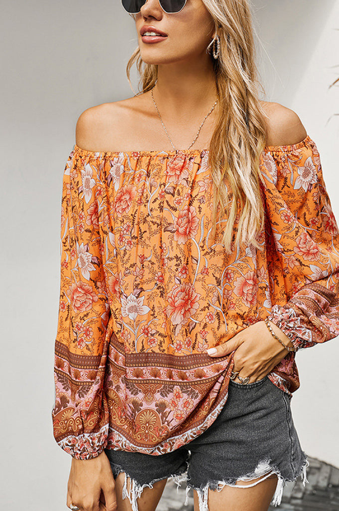 Off The Shoulder Boho Balloon Sleeve Top - Belle Donne Clothing & Accessories