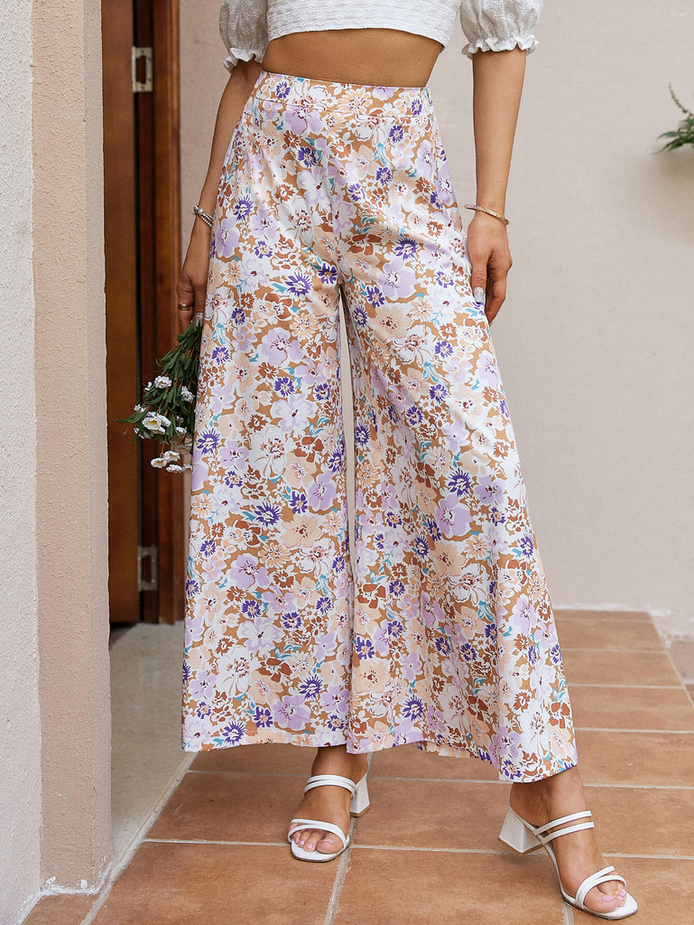 Floral High Waist Culottes - Belle Donne Clothing & Accessories